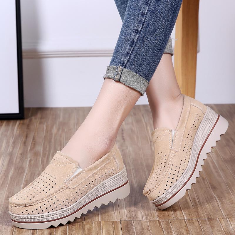 Spring and summer new sports shoes women's shoes platform muffin shoes casual shoes large size medium heel women's beanie shoes
