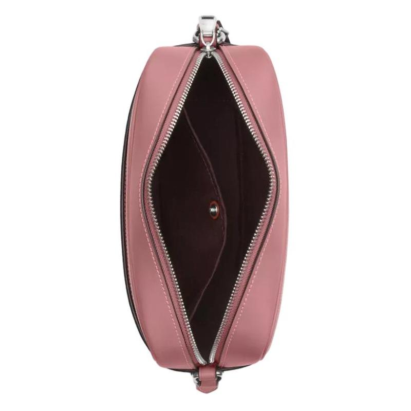 Coach JamieCamera 22 Maxi Silver Metal Hardware Coated Canvas Crossbody Bag Small Women’s Dark Pink