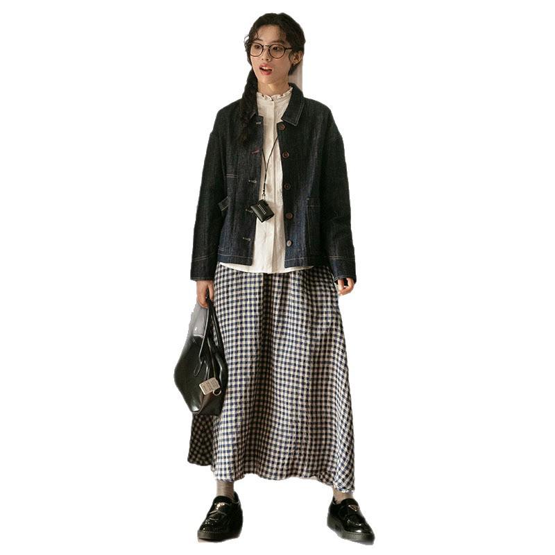 Jupe Midi à Carreaux Noir et Blanc Haut de Gamme 2026: Robe d'été pour femme, coupe trapèze, taille haute, amincissante, design à ourlet large