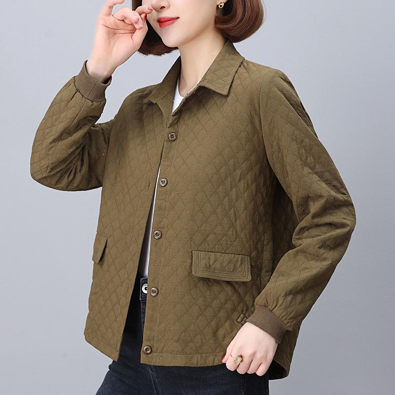 2024 New Autumn Argyle Coat for Women - Short, Casual, Hot Style Jacket for Middle-Aged Moms