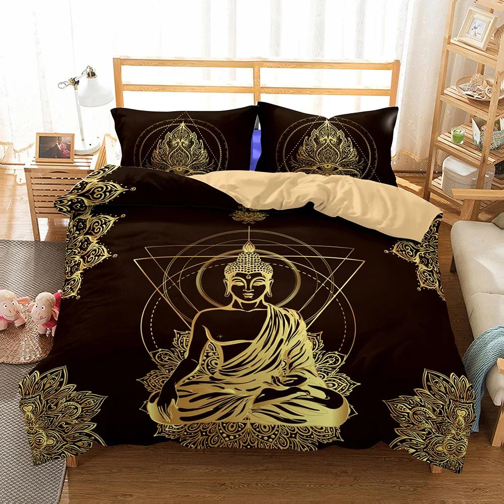 Bedclothes Buddha Duvet Set Bed Bedding Home Comforter Bedding Set Luxury King Size Bedding Set Housse De Couette (No Bed Sheet)