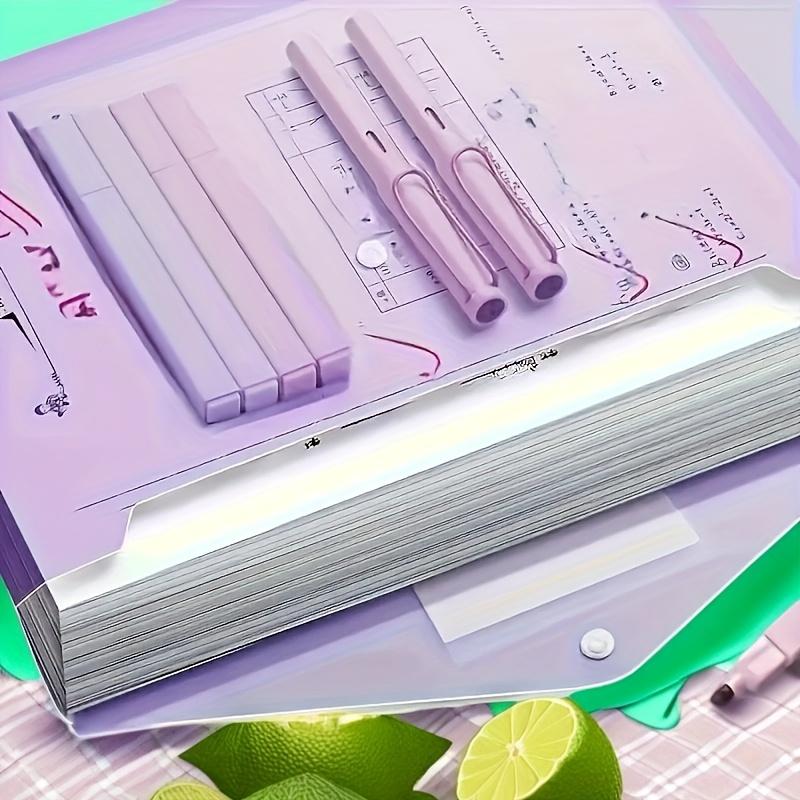 10 Pieces File Bag Plastic 16C A4 Paper Storage Folder PP Transparent Portfolio Policy Briefcase with Label Waterproof File Bag