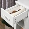 Modern Sideboard with Cupboards and Drawer In Wood and Glass, 60x40x95cm, White