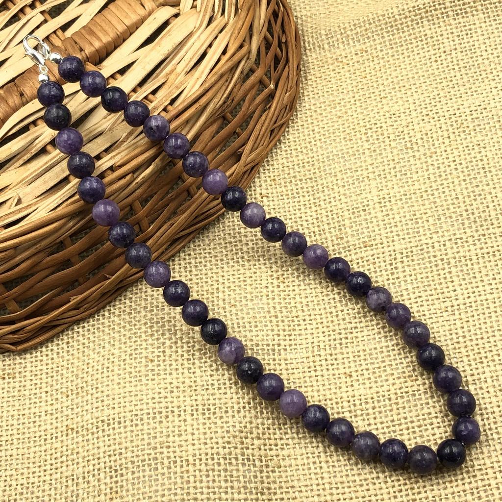 8mm Natural Lepidolite Gemstone Round Beads Jewelry Handmade Designer Adjustable Necklace 17-20" For Thanksgiving Gift 8BN-41