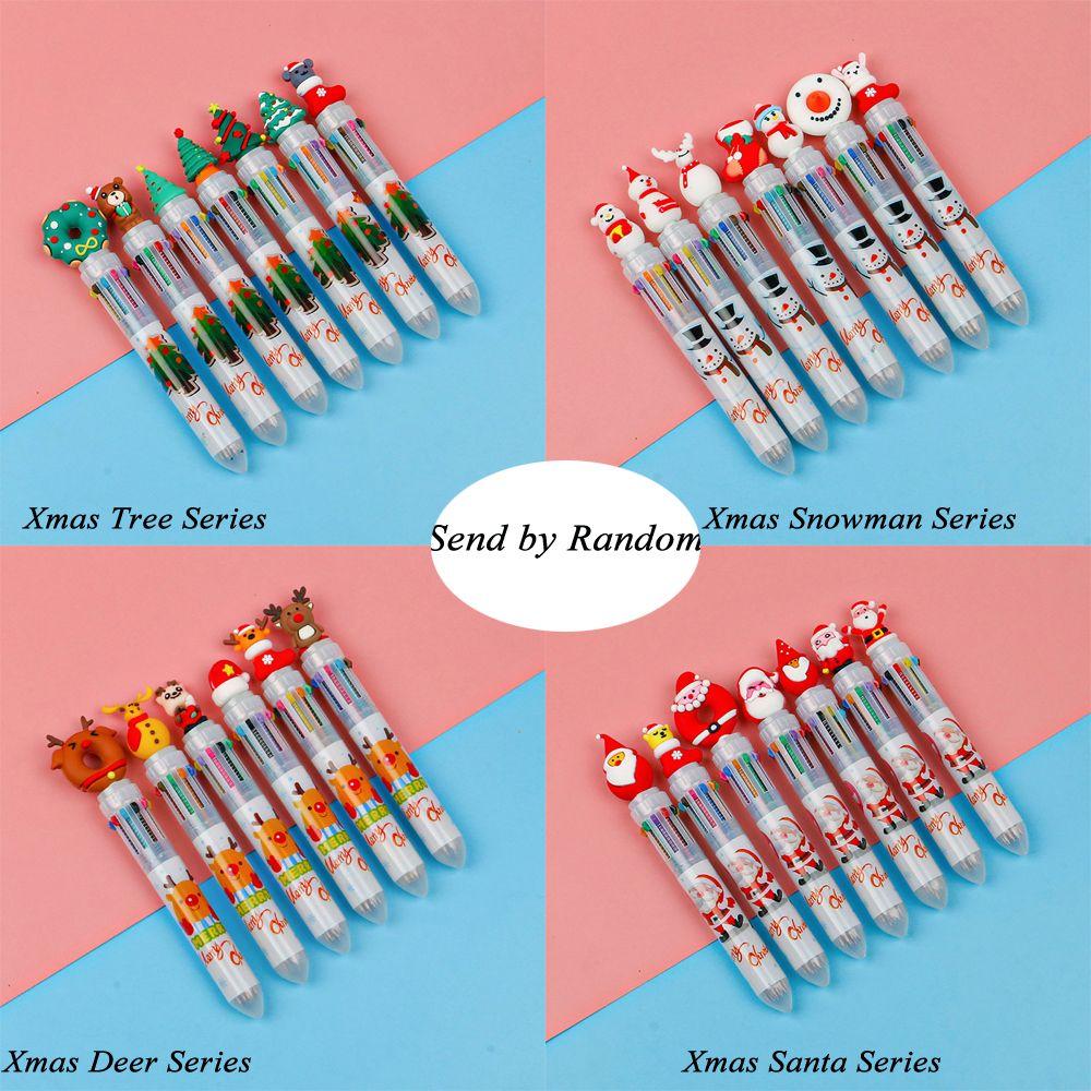Christmas Xmas Tree Elementary School Stationery Six Color Pen Santa Claus Christmas Ballpoint Pen