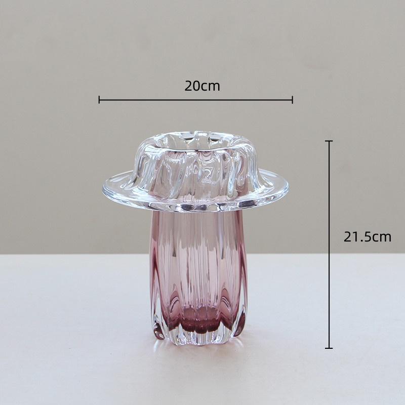 Розовая прозрачная стеклянная ваза с волнистым краем, настольный поднос для хранения, гидропонный террариум, ваза-медуза, аксессуары для украшения дома