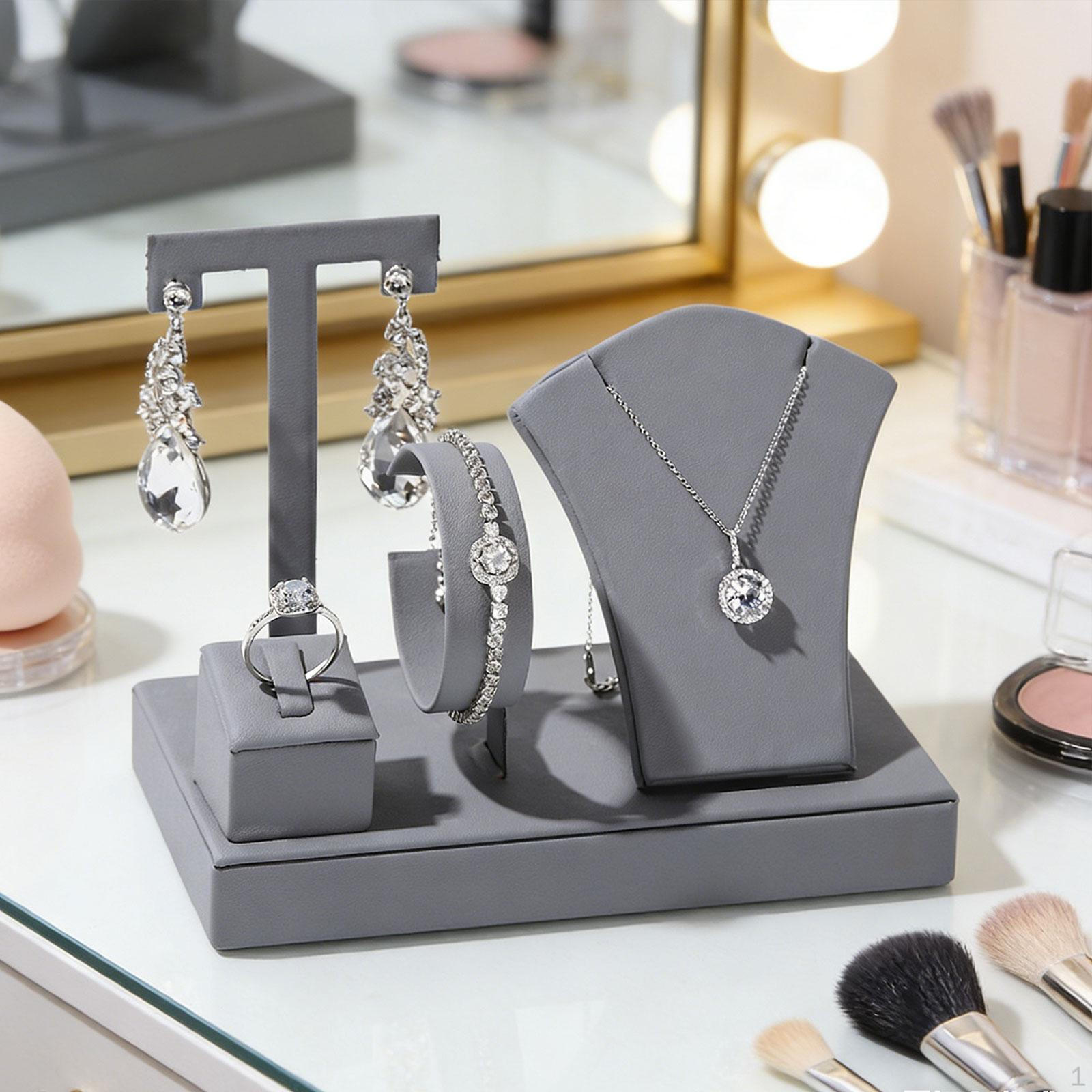 

Jewelry Display Set Bracelet Holder Bust Organizer for Home Pendants Store серый