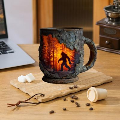 Sasquatch Forest Fires Mug Unique Coffee Cup 3D Bark Texture Cup Hot