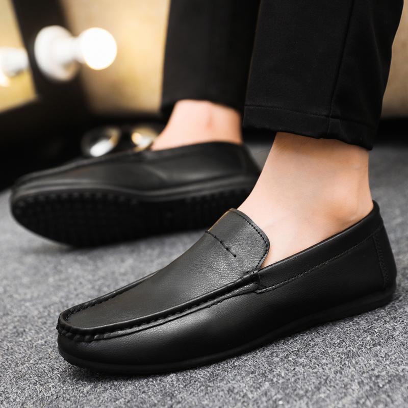 Fashion Men Loafers Party Driving Loafers Shoes Male Genuine Leather Business Office Leather Mens Casual Flats Moccasins Brown