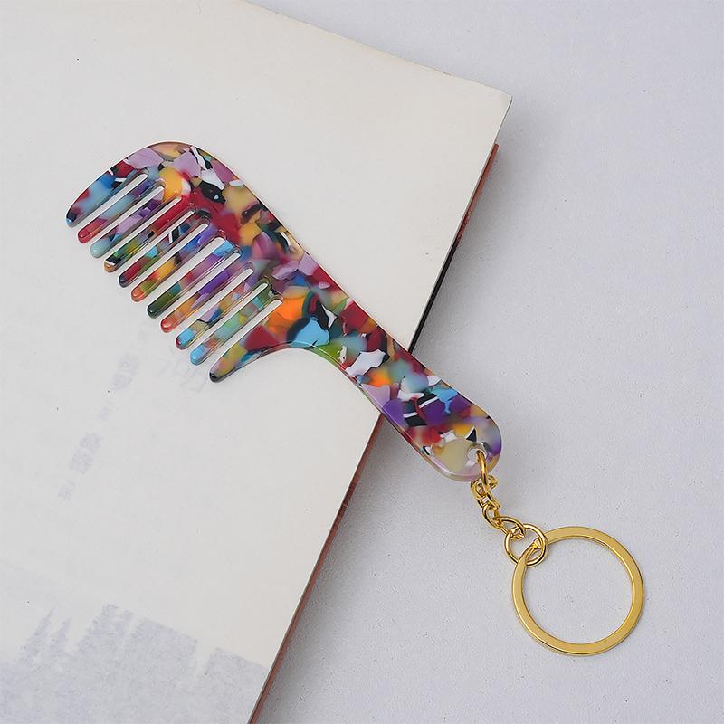 Portable Mini Comb Cute Keychain For Women Backpack Pendant Bag Decor Colorful Key Chains Car Keychains Travel Hair Accessories