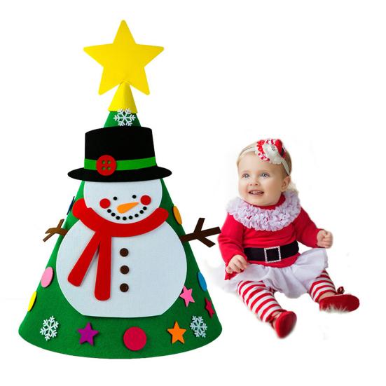 DIY Felt Christmas Tree Set 30-Piece Ornaments with Detachable Decorations Wall Hanging Festive Decor for Home Classroom