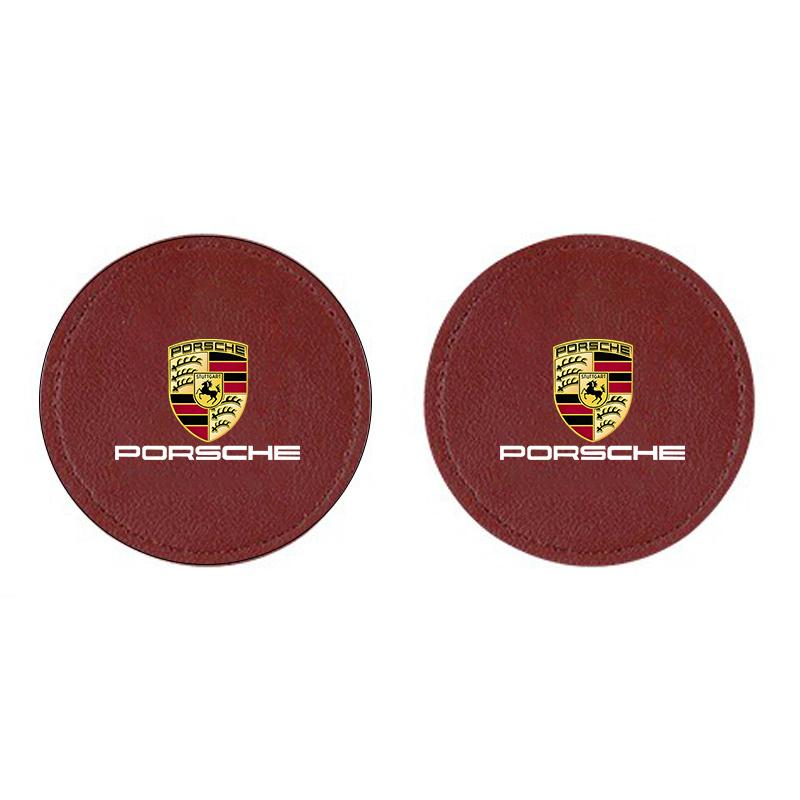 

2Pcs Car Coaster Mats Water Cup Bottle Anti-slip Pads For Porsche Cayenne Panamera Macan 911 718 Taycan Boxster Cayman 918 Pajun