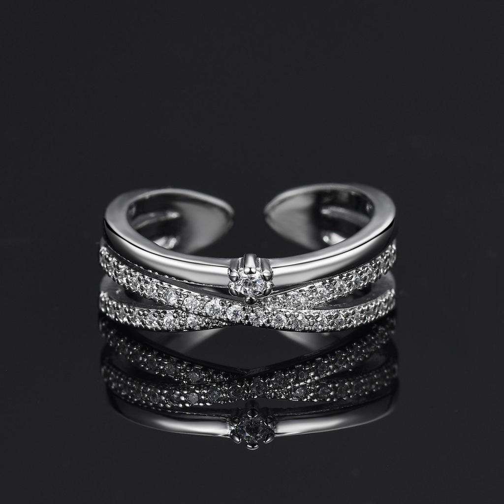 Korean Style Adjustable Multi-layer Zircon Stackable Ring for Women