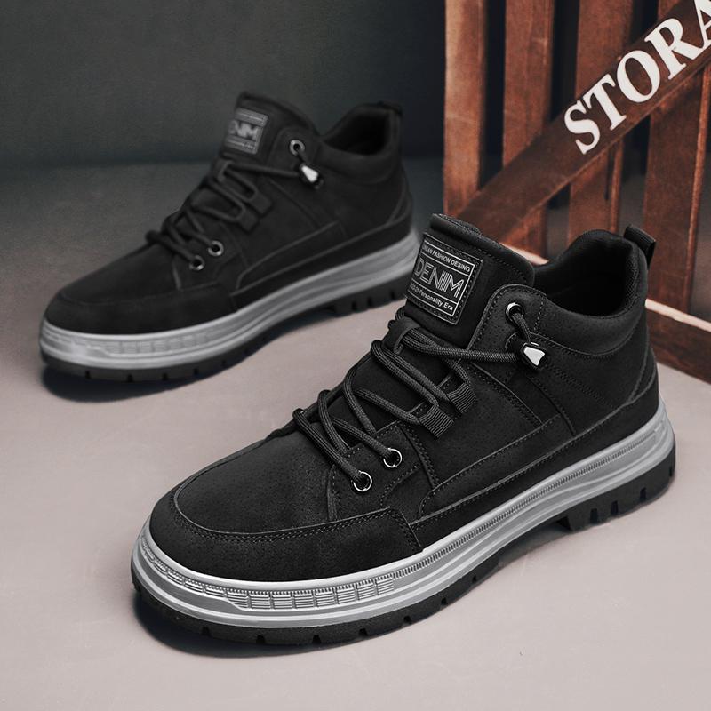 Martin boots 22 autumn and winter new casual high-top shoes British style outdoor leather boots 39 чёрный