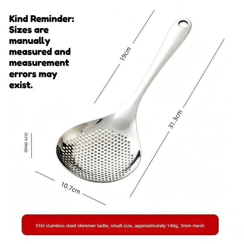 1PC Slotted Spoon Stainless Steel Slotted Spoon Household Kitchen Strainer for Noodles Dumplings Fried Food Drain Skimmer Ladle