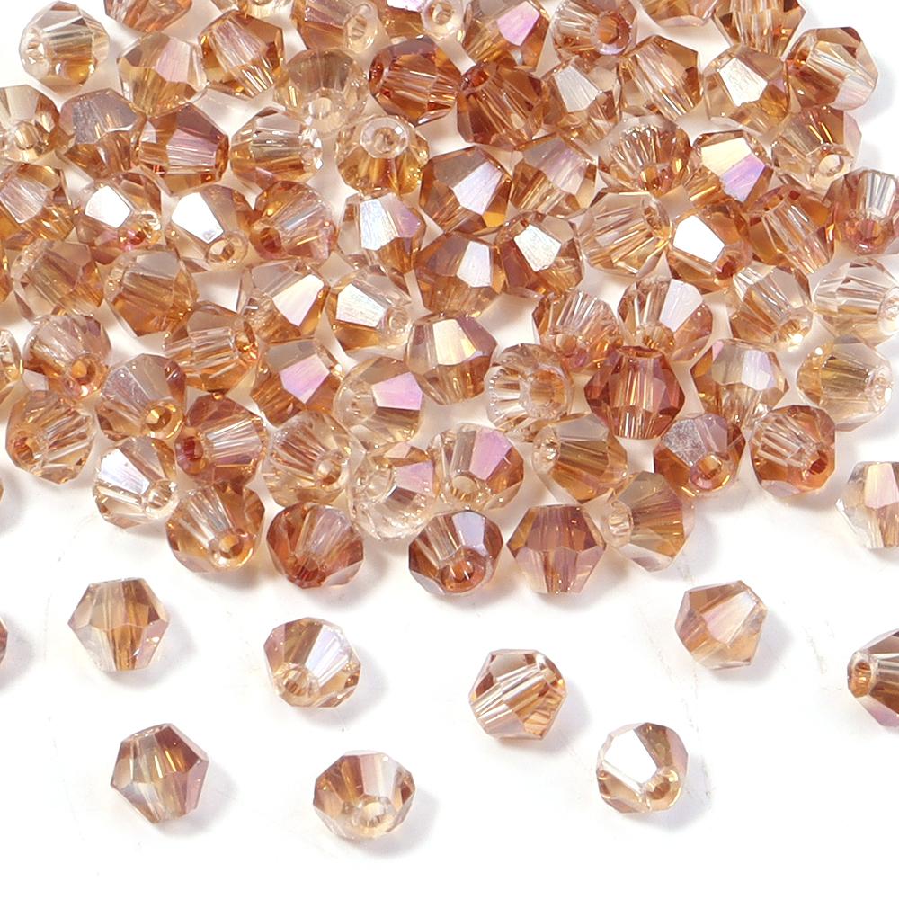200pcs/lot 4mm Colorful Glass Crystal Beads Bicone Beads Loose Spacer Beads For Jewelry Making DIY Bracelet Necklace Accessories