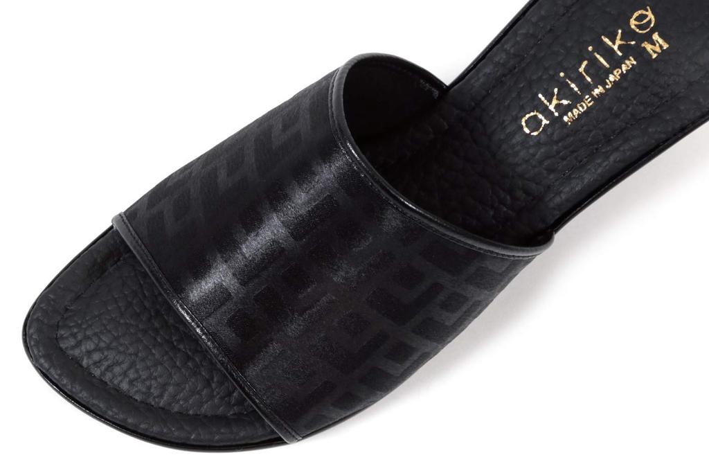 Mule Sandals Made In Japan Office Signature Wedge Sole Black Size M [Akiriko] Approx. 7.5cm