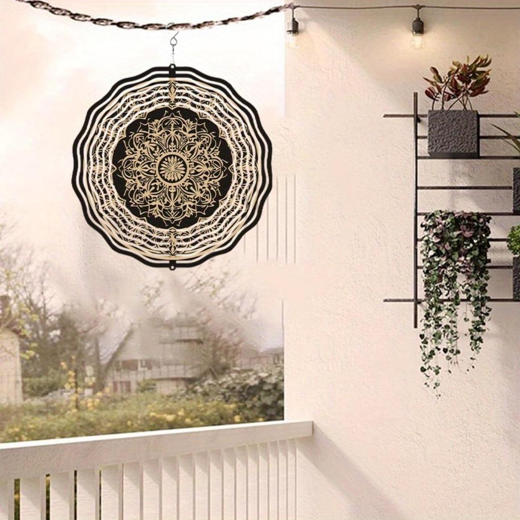 Vintage Metal Wind Chime with Intricate Mandala Design for Indoor Outdoor Garden Home Decor Holiday Christmas Halloween Thanksgiving