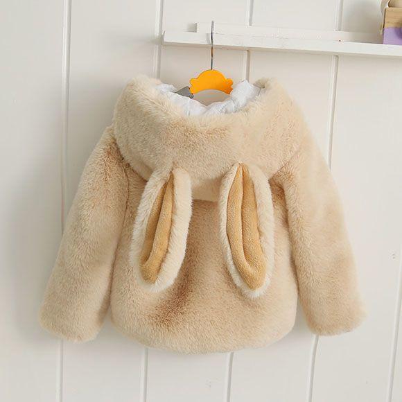 Cute Rabbit-Ear Jacket for Girls, Fleece-Lined