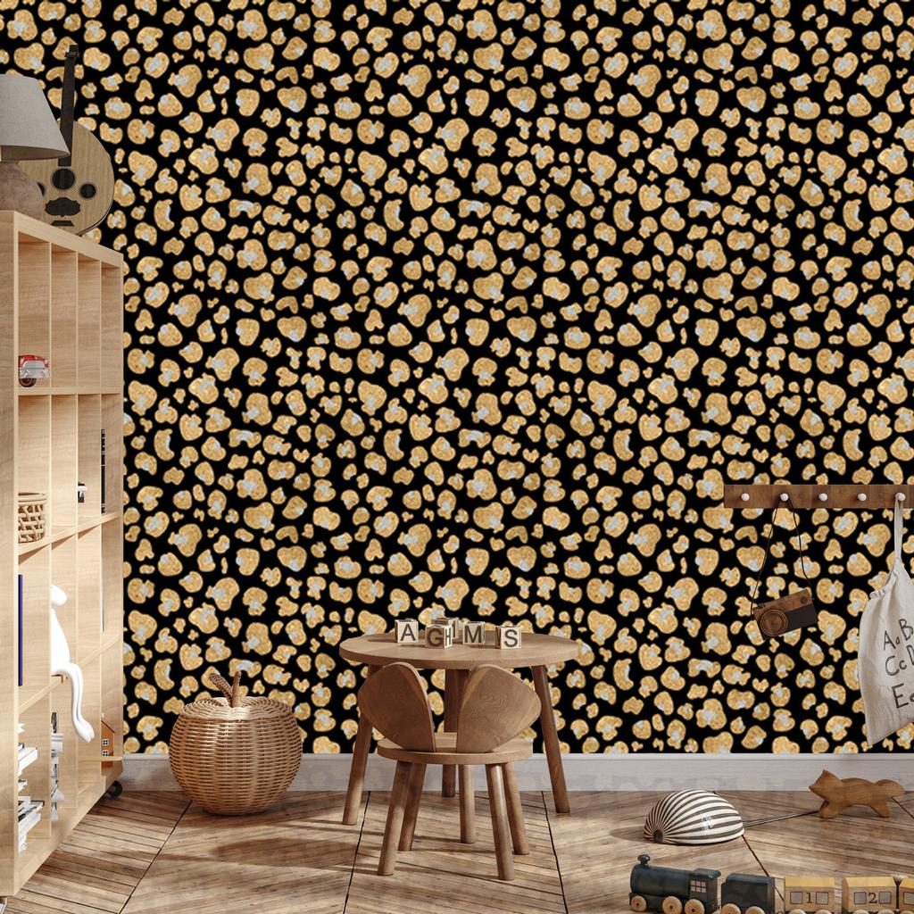 Golden Leather Wallpaper Ochre, Gold and Black for Living Room and Bedroom 50x1000