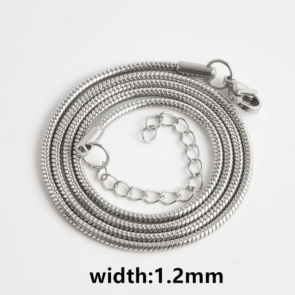 Fashion Round Snake Chain Necklace Silver Color 40/45/50/55/60cm Stainless Steel Necklaces For Women Men Jewelry Different Width
