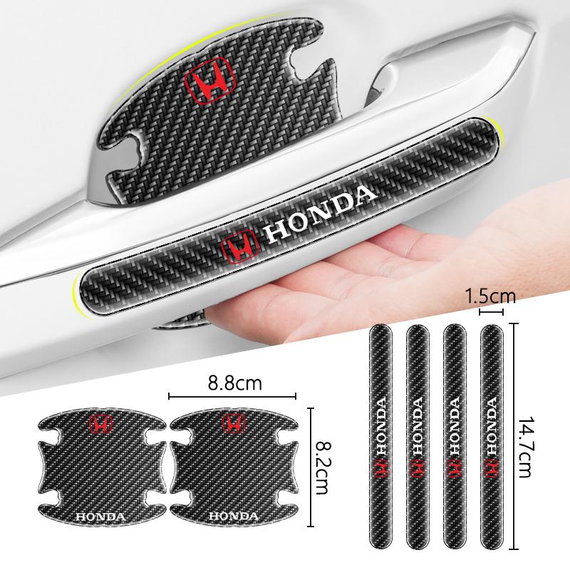 8pcs Carbon Fiber Car Door Bowl Handle Protective Sticker for Honda Civic Accord Fit City Vezel CRV Odyssey Jazz Prelude Insight akp256