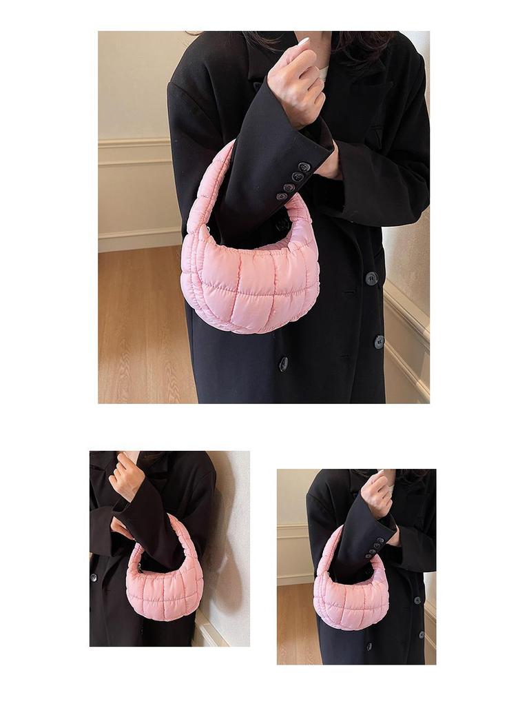 Korean Pleated Plaid Cloud Mini Handbag 2024 – Chic Downy Underarm Bag