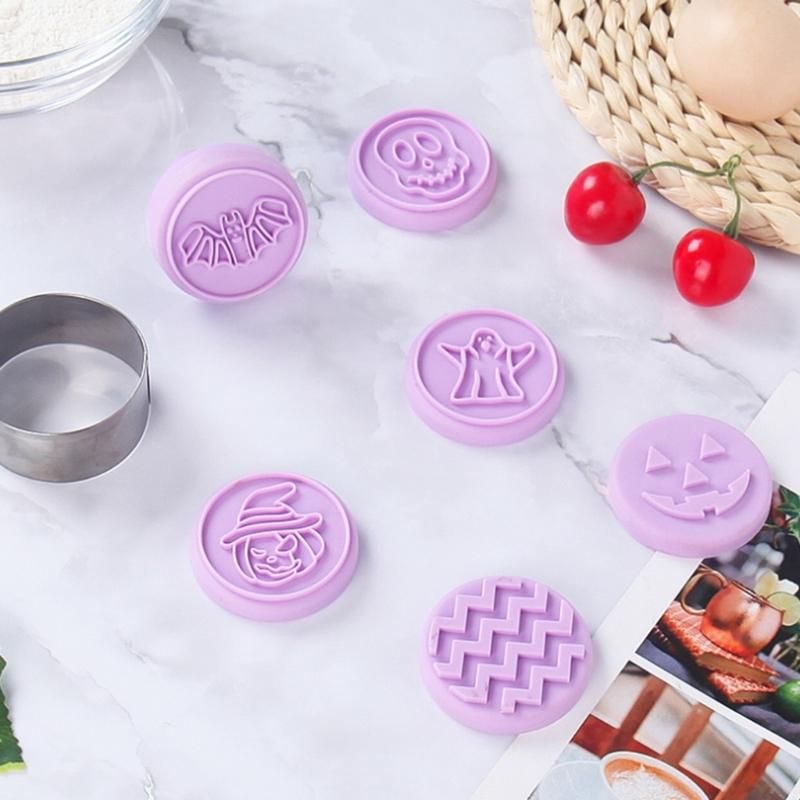6Pcs Halloween Christmas Stamp Mold Chocolate Candy Mold for Diy Dessert Cookie