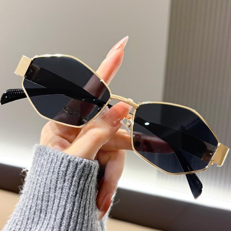 5pcs Polygonal small frame diamond shaped fashionable unisex metal glasses suitable for birthday gifts and photography props