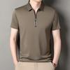 New Men's Business Casual Zipper Short Sleeve Solid Color Polo Shirt Fashionable Warm Comfortable Four Seasons Versatile Top