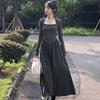 French Chic Long Sleeve Dress With Spliced Knitted Fabric For Autumn Fashion