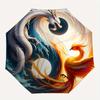 Yin Yang Dragon Phoenix Circular Art Print Wall DecorUmbrella, Portable 3-Fold Compact Umbrella for Men & Women Gift