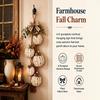 Rustic White Pumpkin Hanging Swag Fall Wall & Door Decor Distressed Wooden Pumpkins with Plaid Bow and Optional Warm LED Lights for Farmhouse Fall