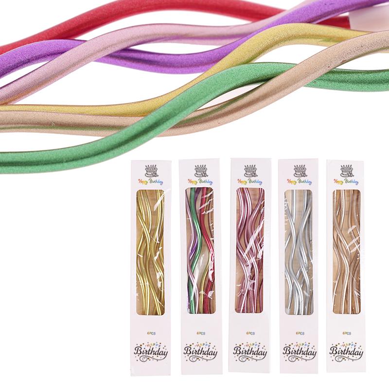 6 buc/lot Lumânare cu filet Curbat Spiral Tort Lumânare Flăcări Aniversarea copiilor