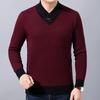 Men Sweater V Neck Knitted Contrast Colors Loose Spring Sweater for Daily Wear