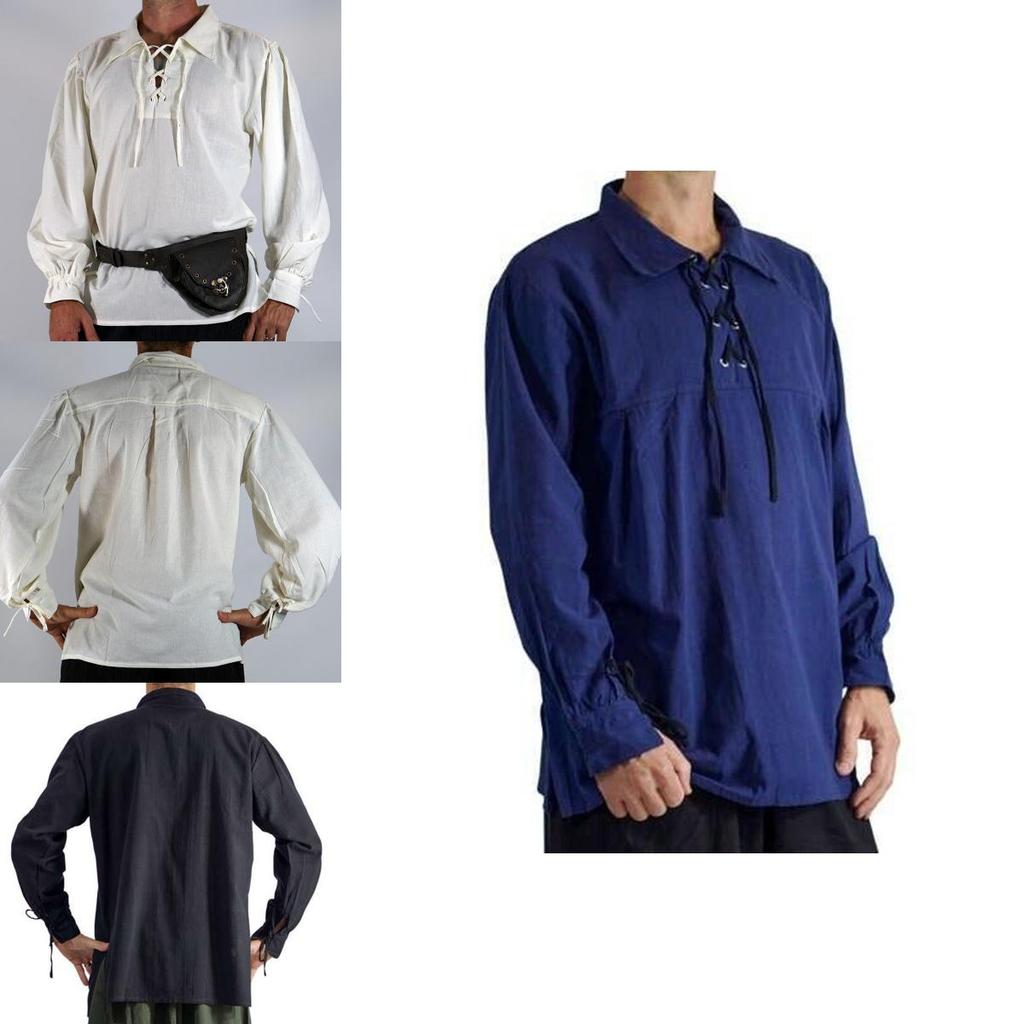 Dlouhá košile Cosplay kostým pro muže s renesančním šněrováním