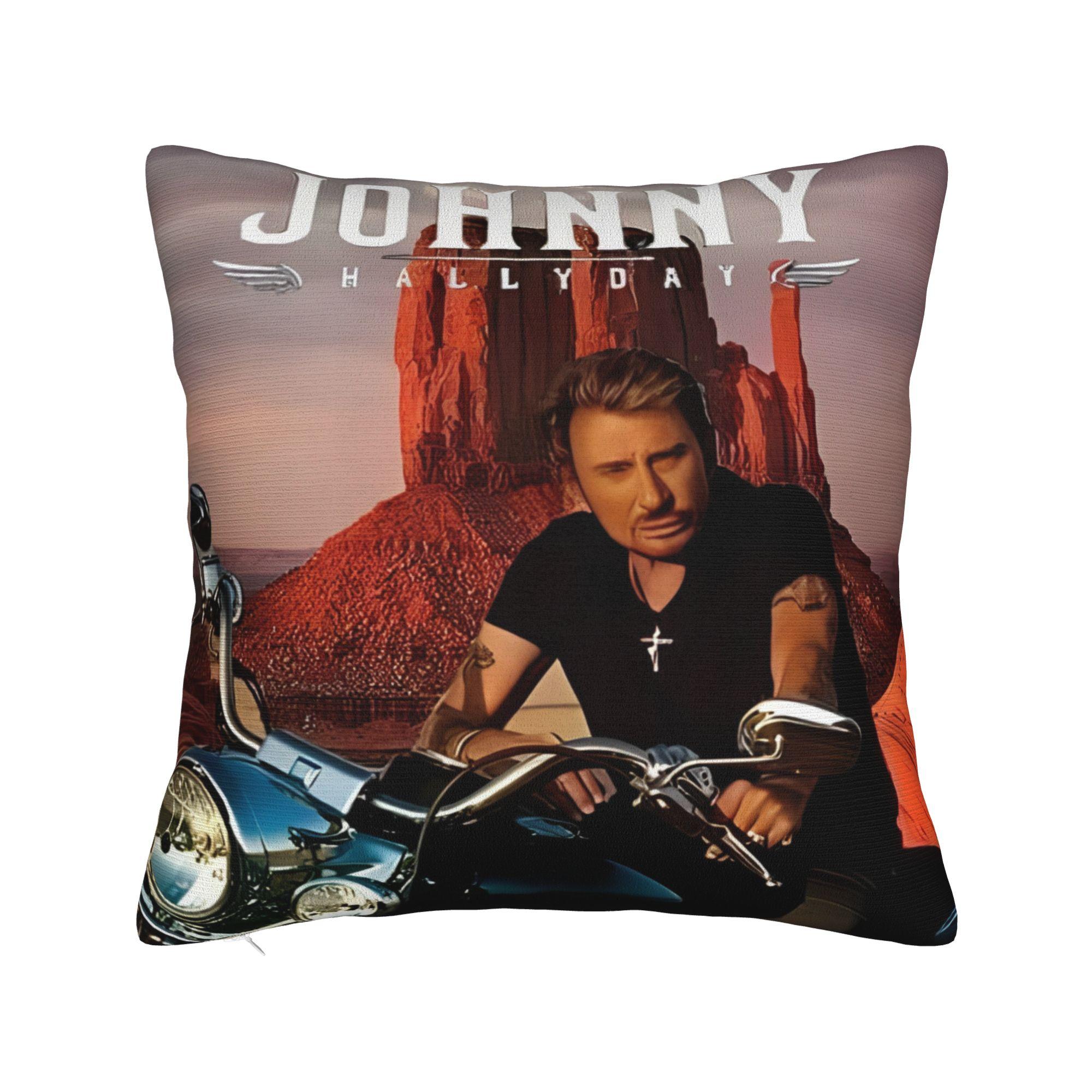 Johnny Hallyday Square Pillowcases Polyester Bed Car Rocker Tribute Cushion Case Home Decoration Throw Pillow Case 45*45 12x12Inch