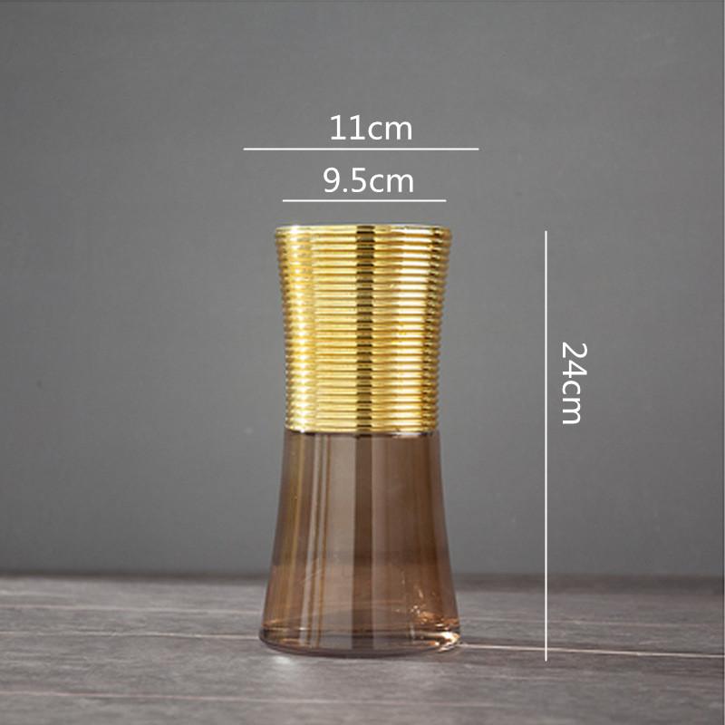 Metal Glass Vase Gold Round Flower Arrangement Accessories Flower Vase Home Furnishing Decoration Transparent Terrarium
