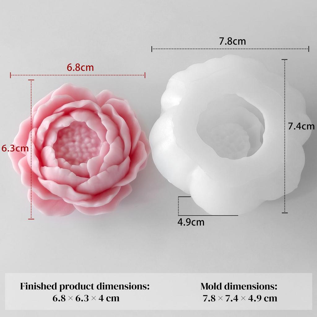 DIY Flower Crystal Resin Silicone Mold Peony Aroma Candle Mold 3D Rose Flower Mousse Cake Chocolate Mold Home Bedroom Decor