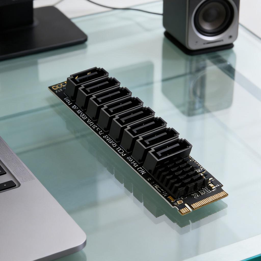 M.2 To SATA Adapter ASM1166 6Gbps 8 Port M.2 M KEY NVMe To SATA Convert Card with Smart Indicator Tools Included for Desktop PC
