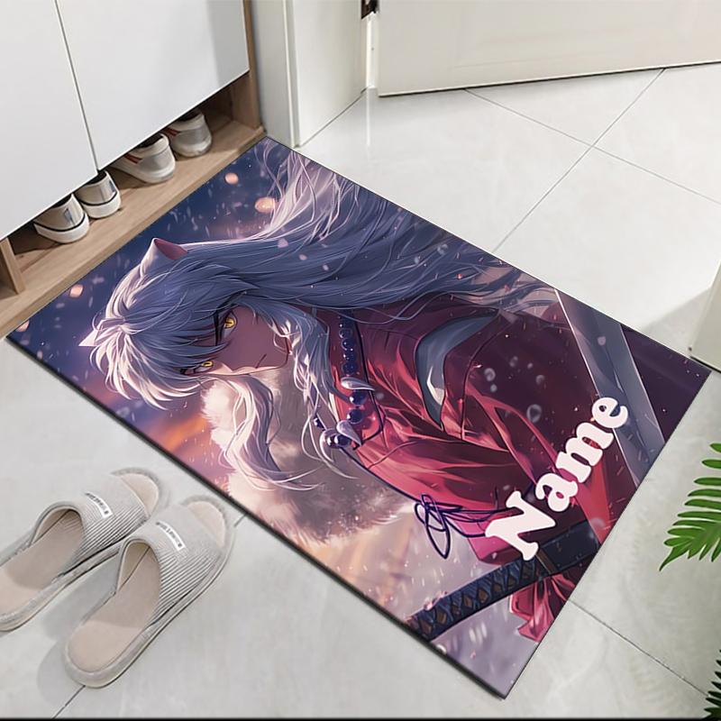 Custom Name Inuyasha Printed Carpet, for Office Chair Living Room Bedroom Kitchen Room Decor Gifts.
