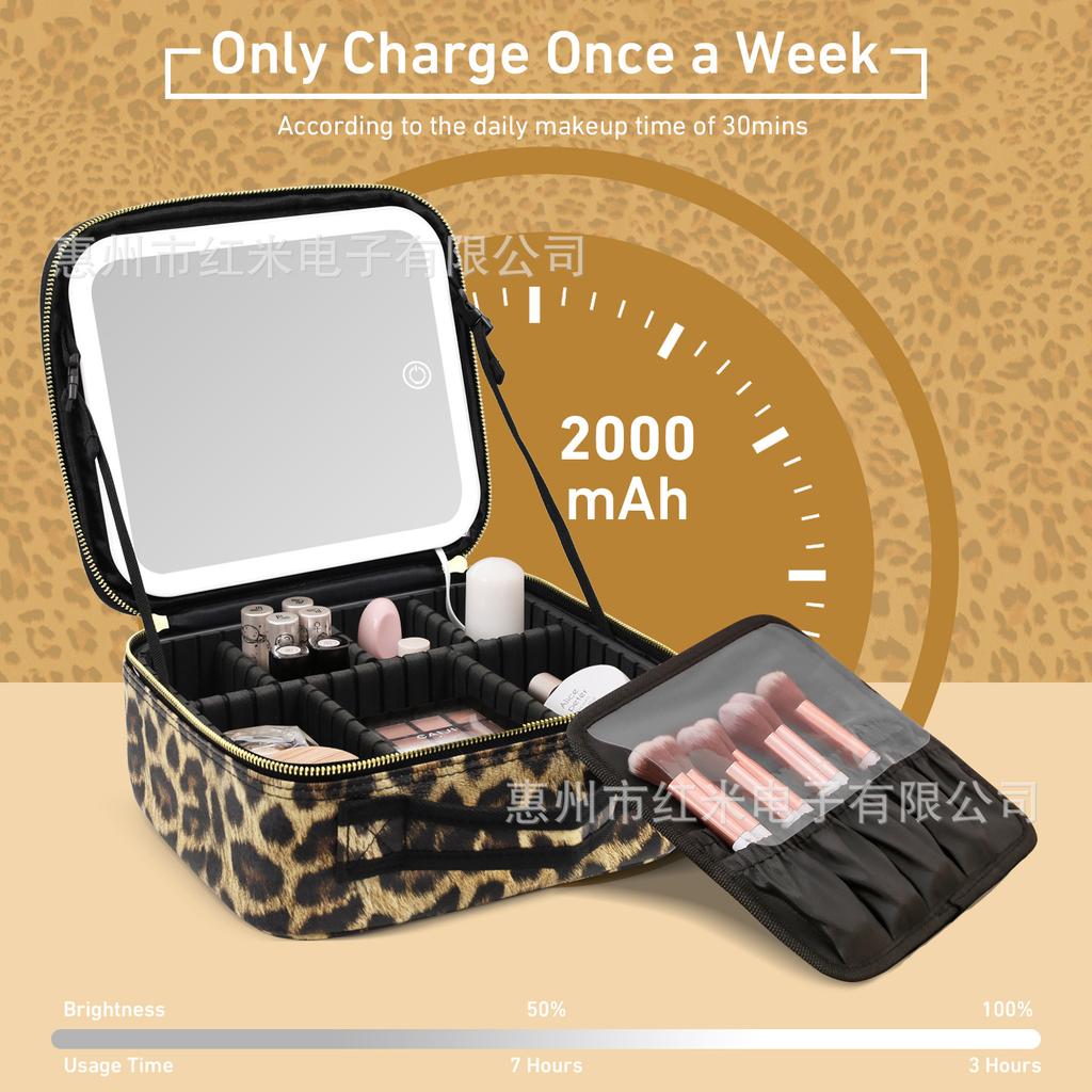 Neu Smart Led-leuchten Make-Up tasche Mit Großem Spiegel Wasserdichte PU Leder Reise Kosmetik Fall Für