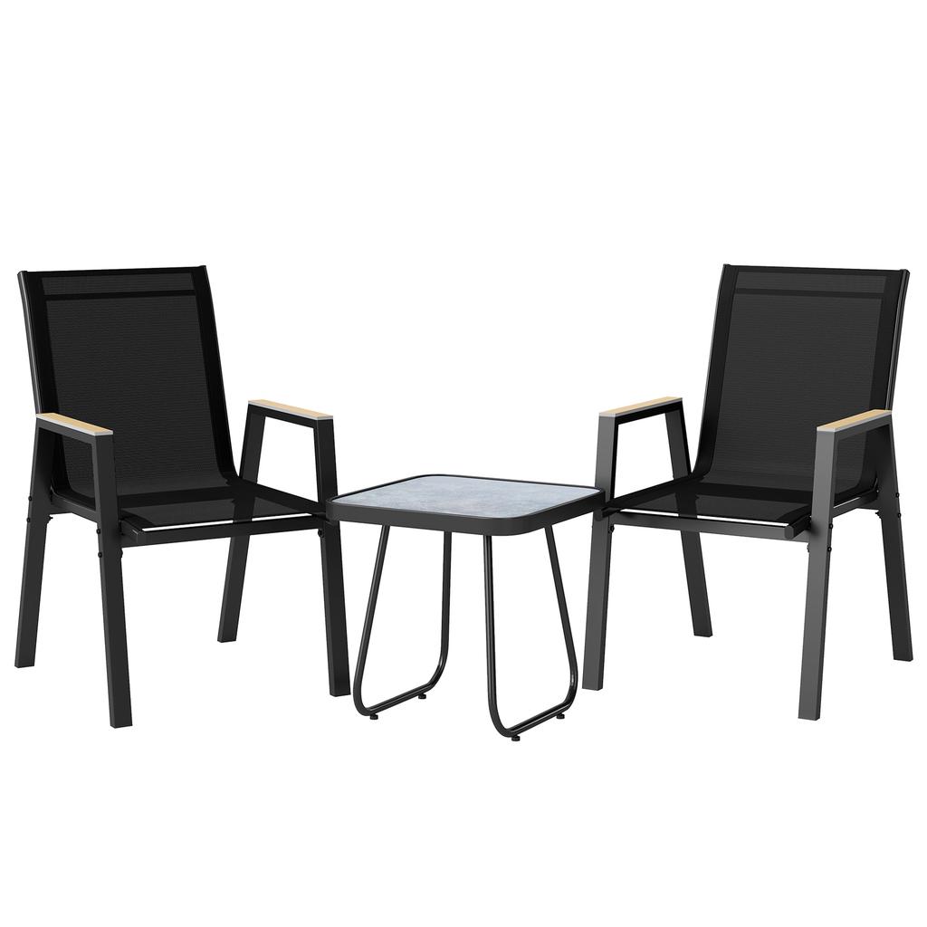 3-Piece Outdoor Bistro Set, Small Table with Adjustable Feet