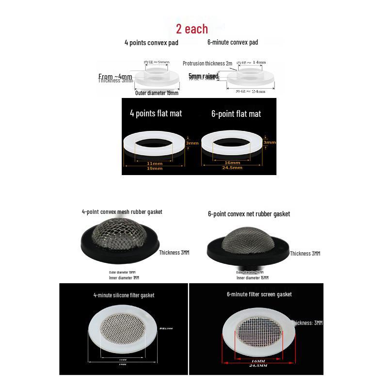 Silicone Convex Gasket for Shower Faucet Repair, Waterproof Sealing Ring, 4/6-Minute Corrugated Pipe Hose Parts.