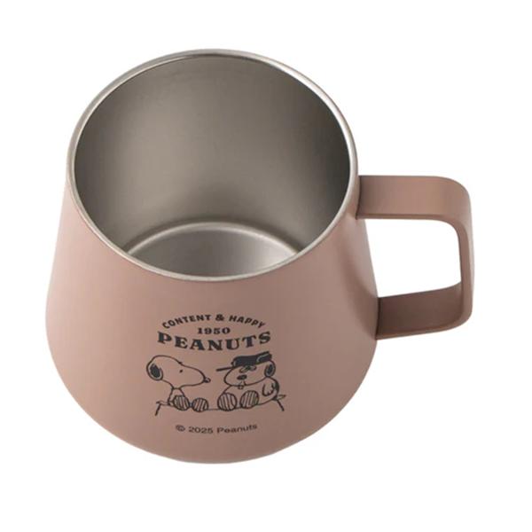 PEANUTS Snoopy Stainless Steel Mug ( CONTENT and HAPPY ) Snoopy Japan NEW