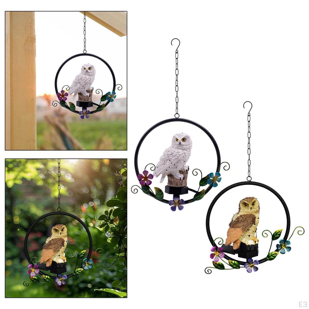 Bird Light Garden Owl Decor Hanging Decorative Figurine Ornament LED Memorial Solar Power