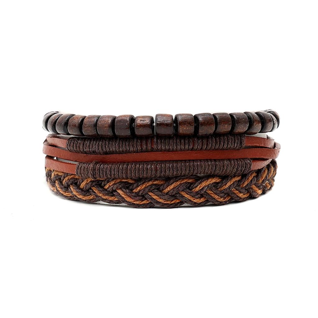 Retro Ethnic Style Woven Cowhide Bracelet DIY Set for Men