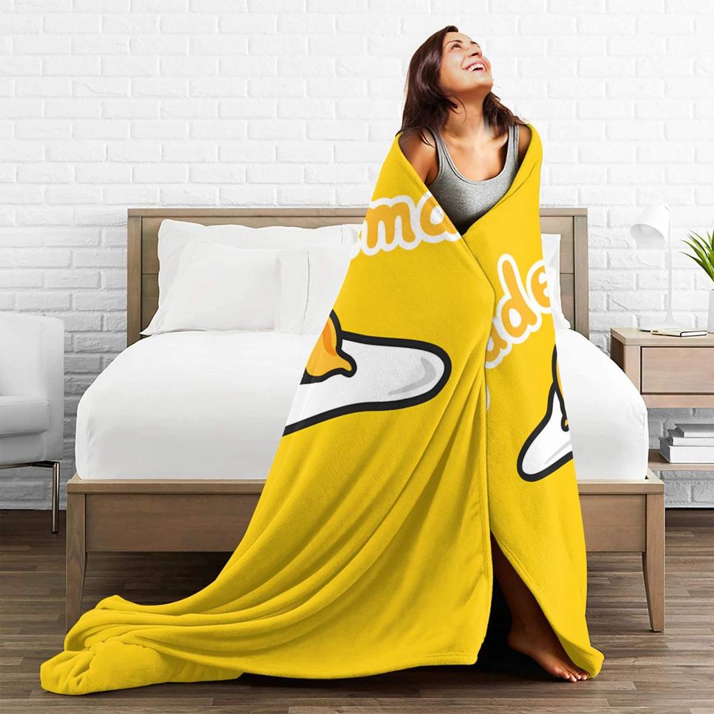 Gudetama Lazy Egg Cartoon Blankets Lie Down Fleece Awesome Warm Throw Blanket for Home All Season Car