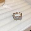 18K Gold Plated Pearl & Diamond Open Ring: High-End Fashion Jewelry for Women