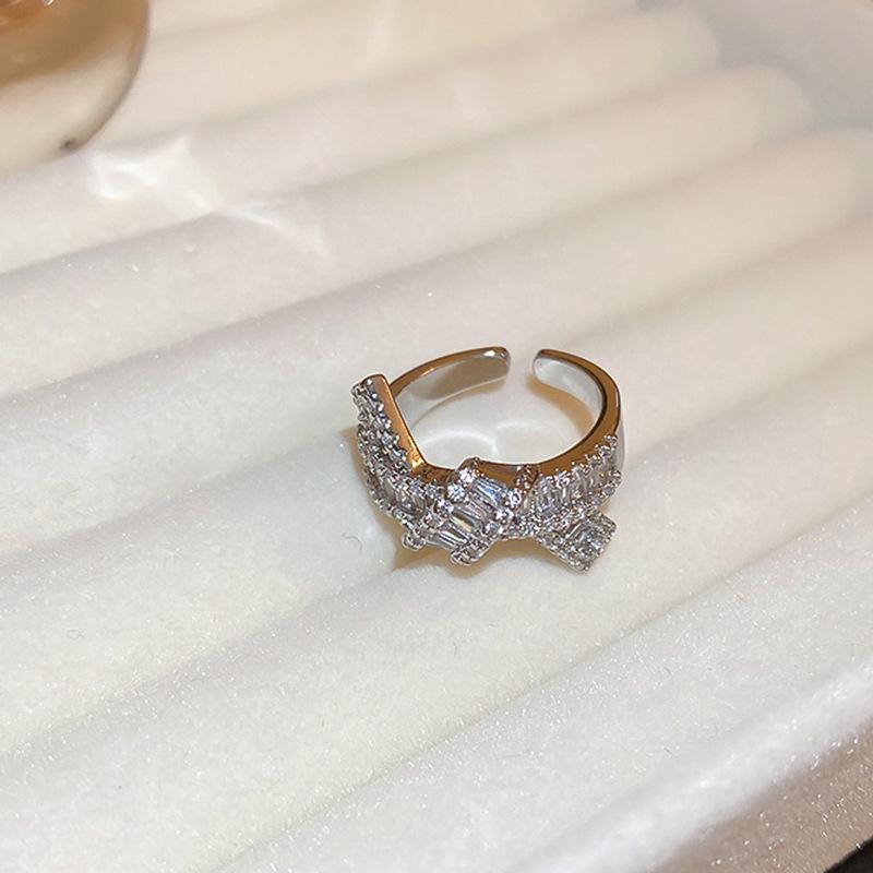 18K Gold Plated Pearl & Diamond Open Ring: High-End Fashion Jewelry for Women